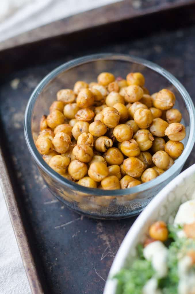 picture of chickpeas in a bowl which are one of the main ingredients in a hummus recipe